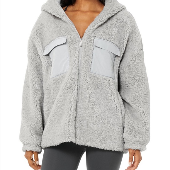 Alo Yoga Cargo Sherpa Jacket Dove Grey 